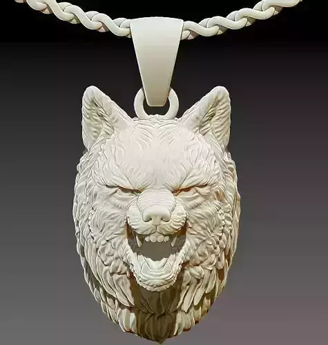 angry wolf pendant 3D print model