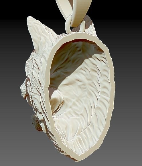 angry wolf pendant 3D print model_4