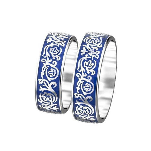 Wedding bands with enamel