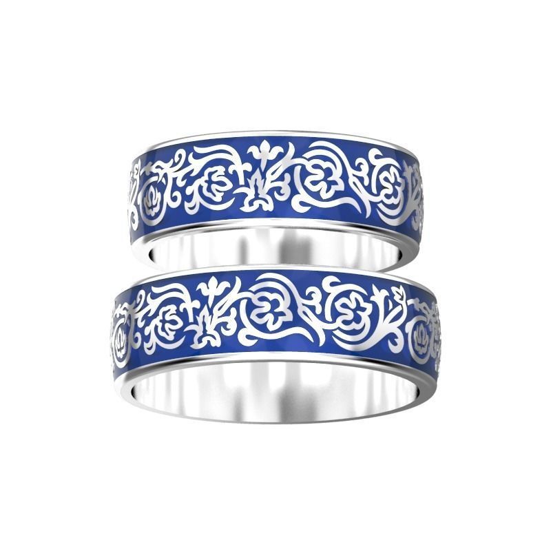 Wedding bands with enamel 3D print model_1