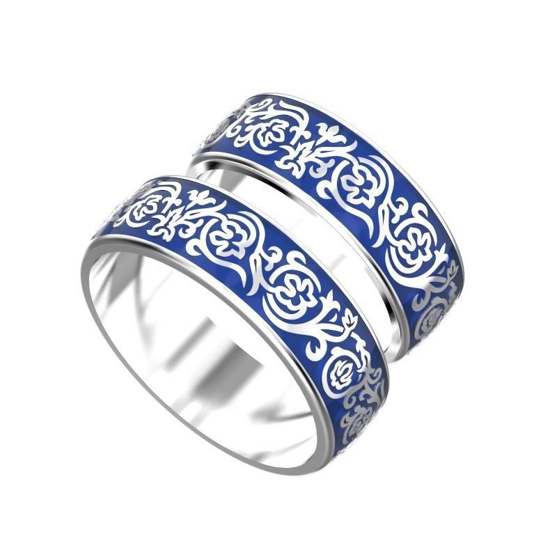 Wedding bands with enamel 3D print model_2