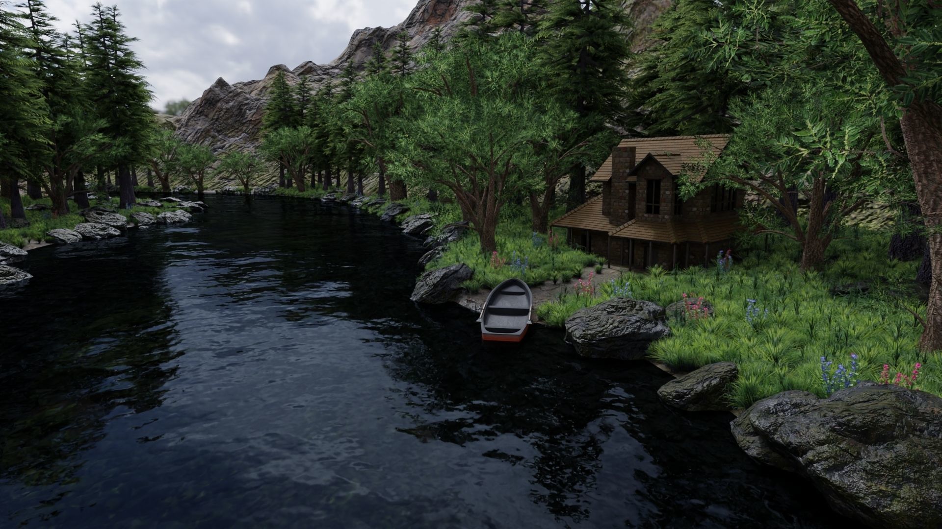 Valley Scene 3D model_2
