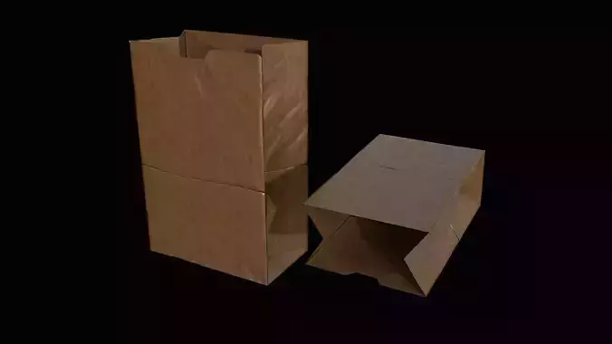 Paper Bag PBR Low-poly 3D model