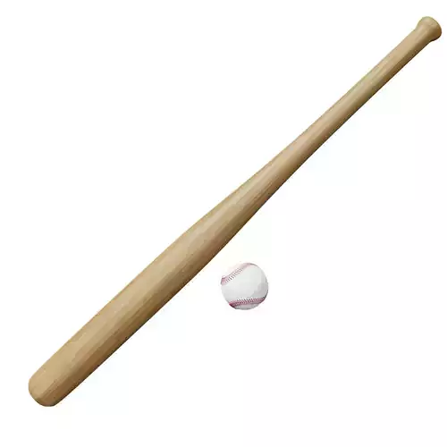 Baseball bat and ball Low-poly 3D model