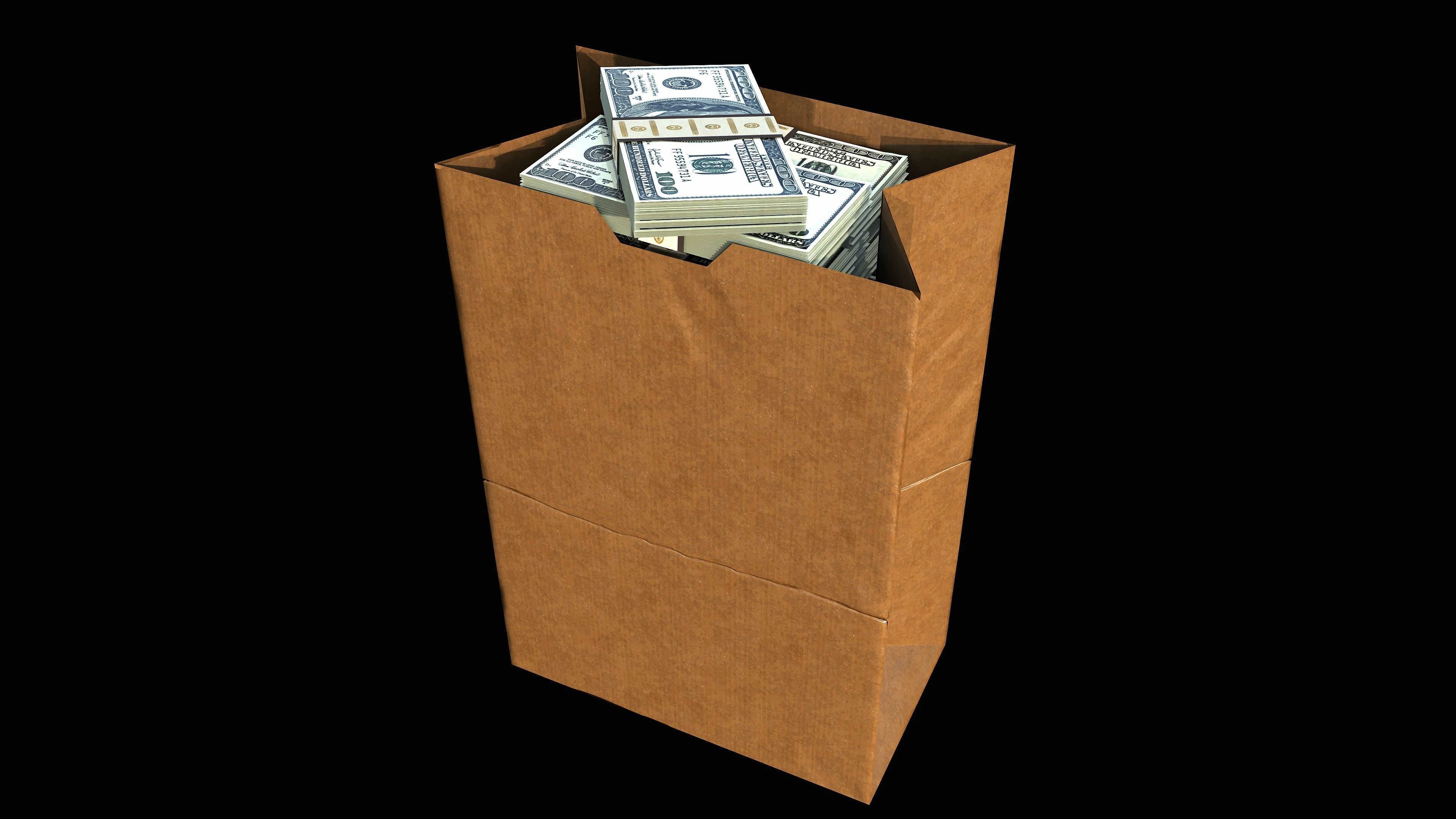 Paper Bag with cash PBR 3D Model Collection_1