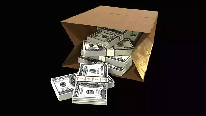 Paper Bag with cash PBR 3D Model Collection