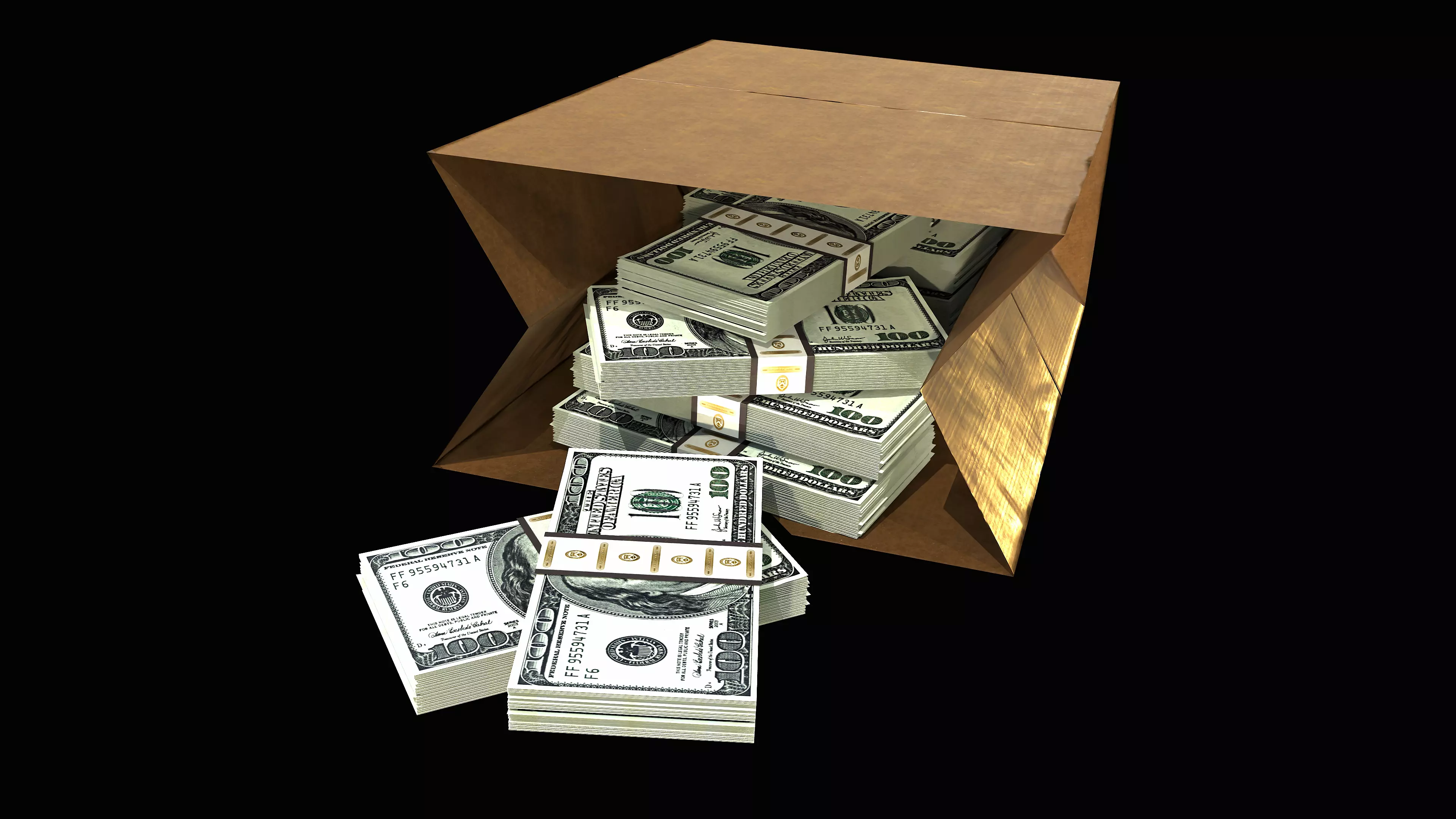Paper Bag with cash PBR 3D Model Collection_0