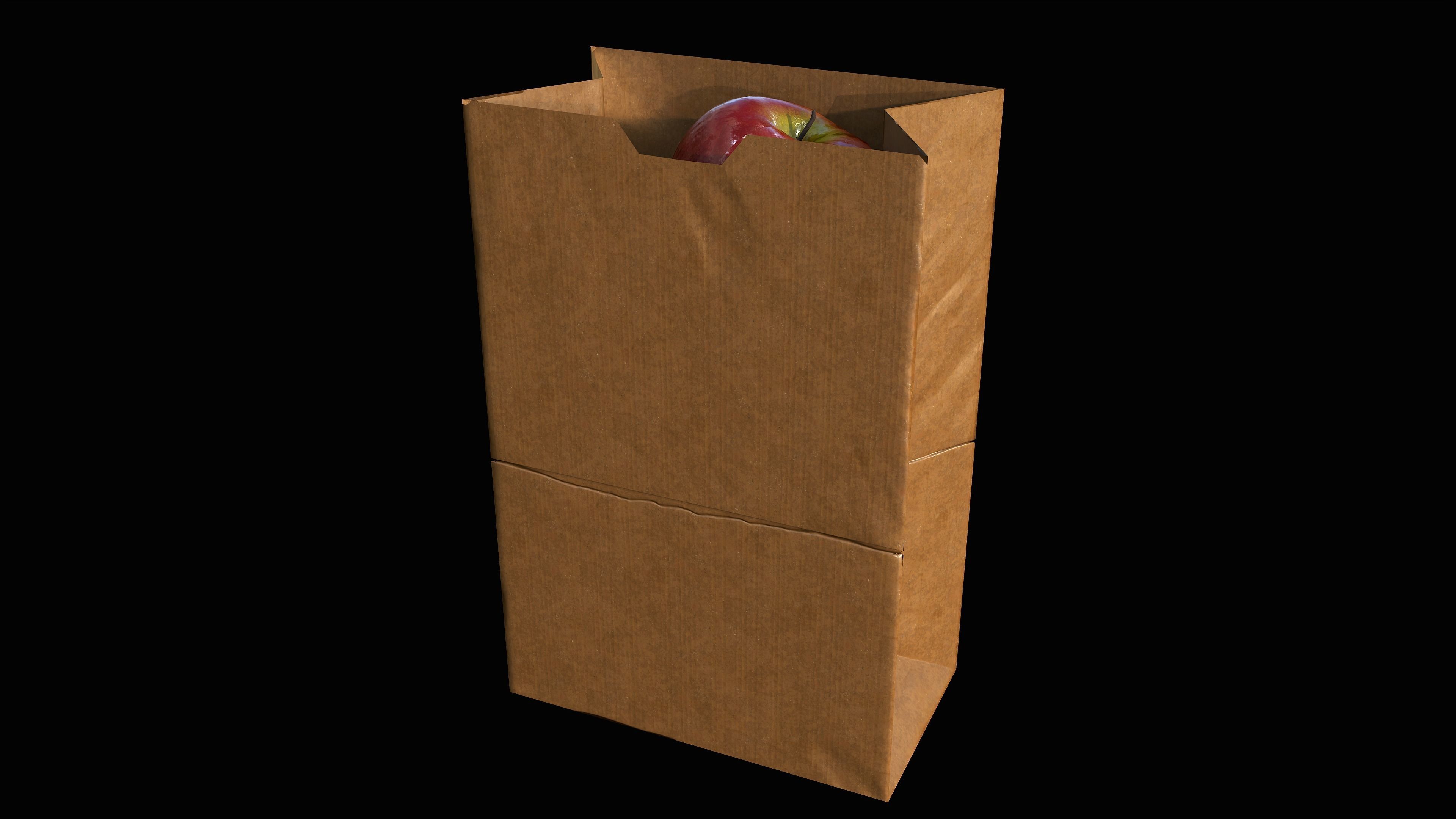 Paper Bag with apples PBR 3D Model Collection_1