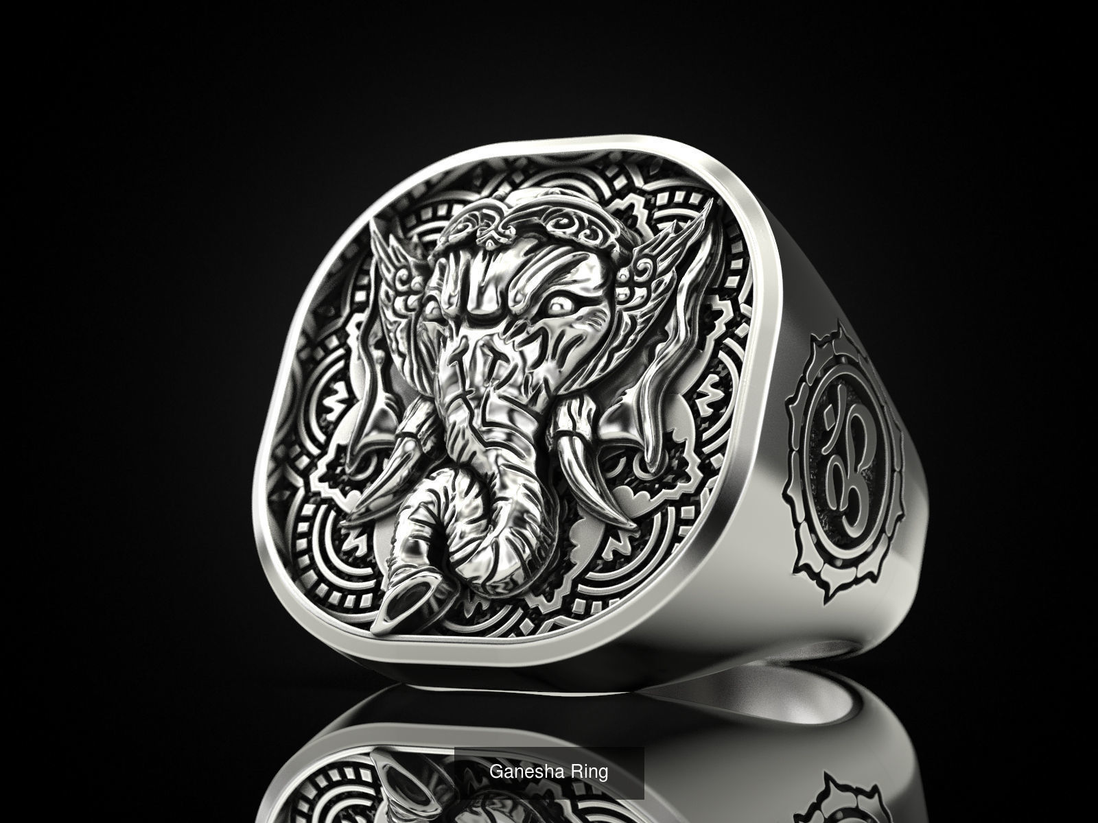 Set Ganesha pendant and ring 3D Model Collection_4