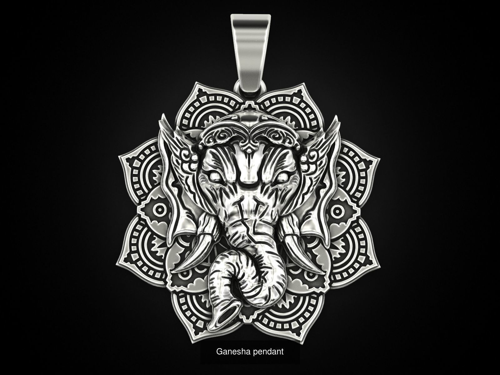 Set Ganesha pendant and ring 3D Model Collection_5