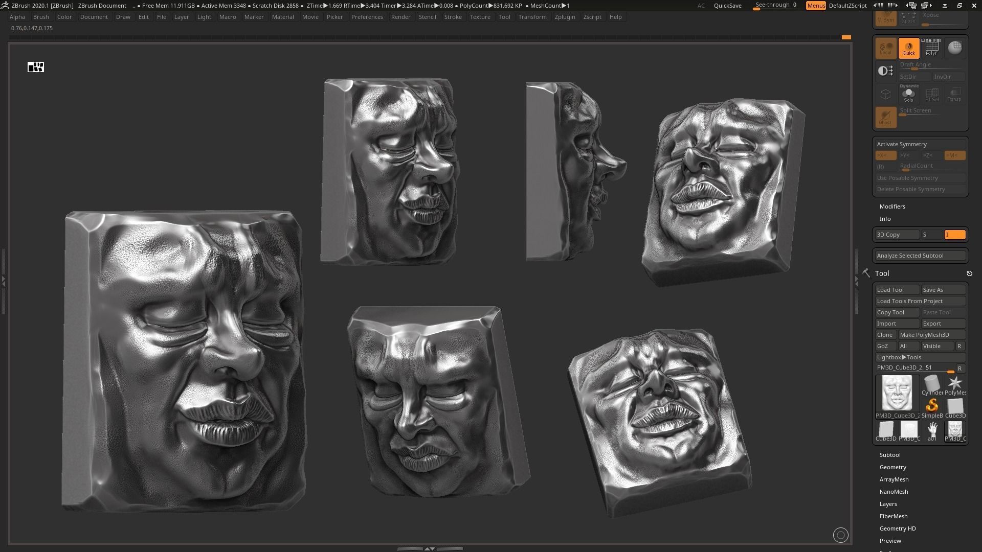 Face modern sculpture 3d print model 3D print model_3