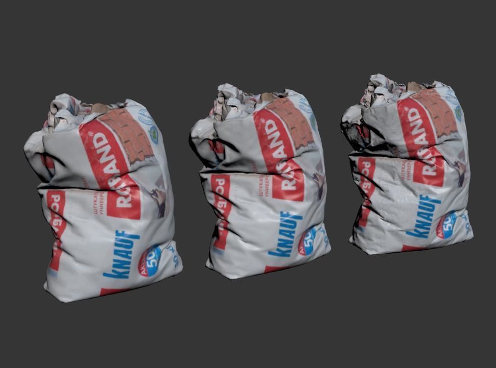 Dry building mix Low-poly 3D model_4