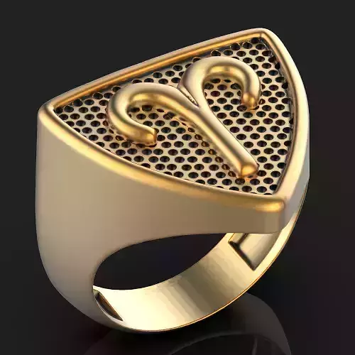 Zodiac Aries ring Silver Gold  Print