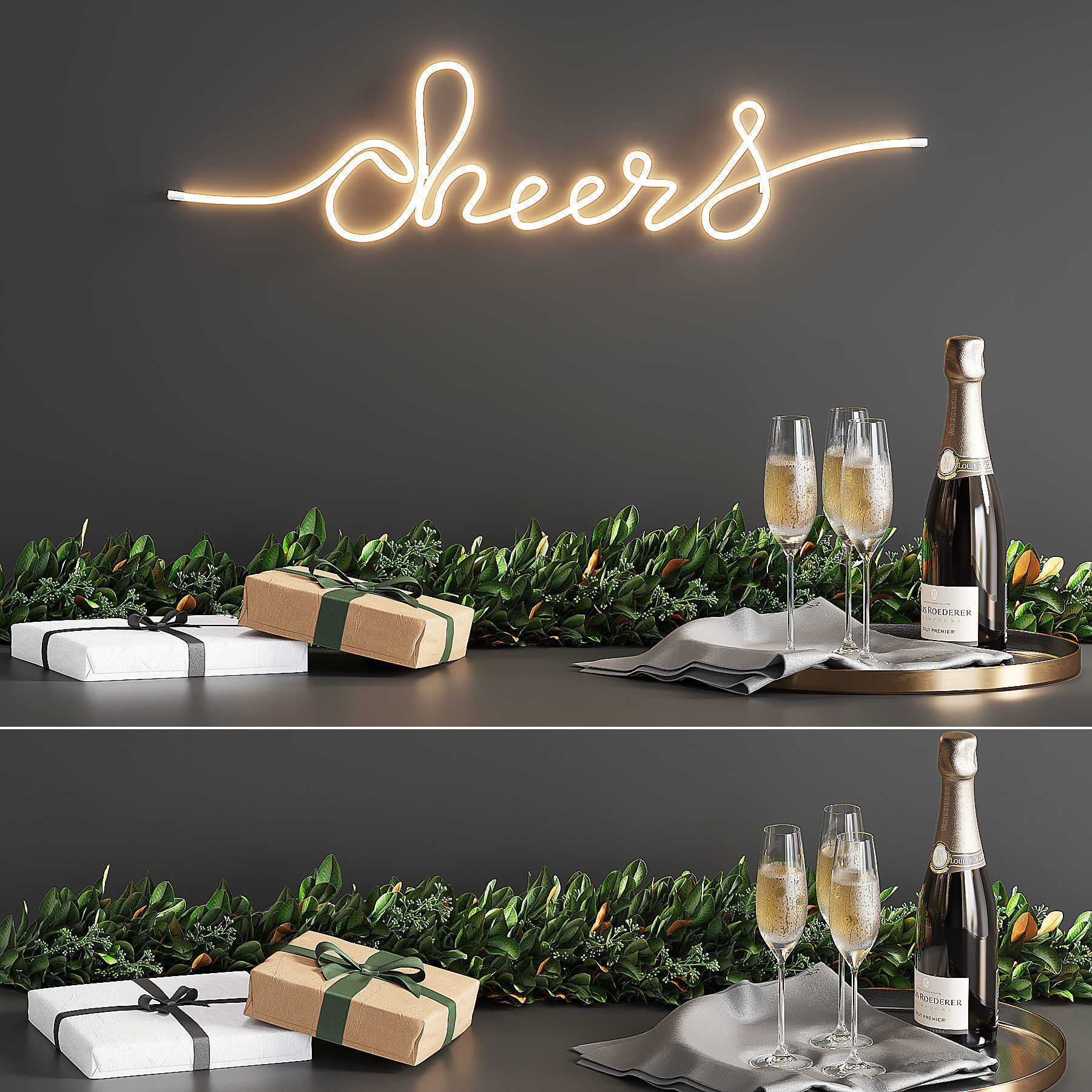 Pottery Barn Christmas decorative  set 3D model_1