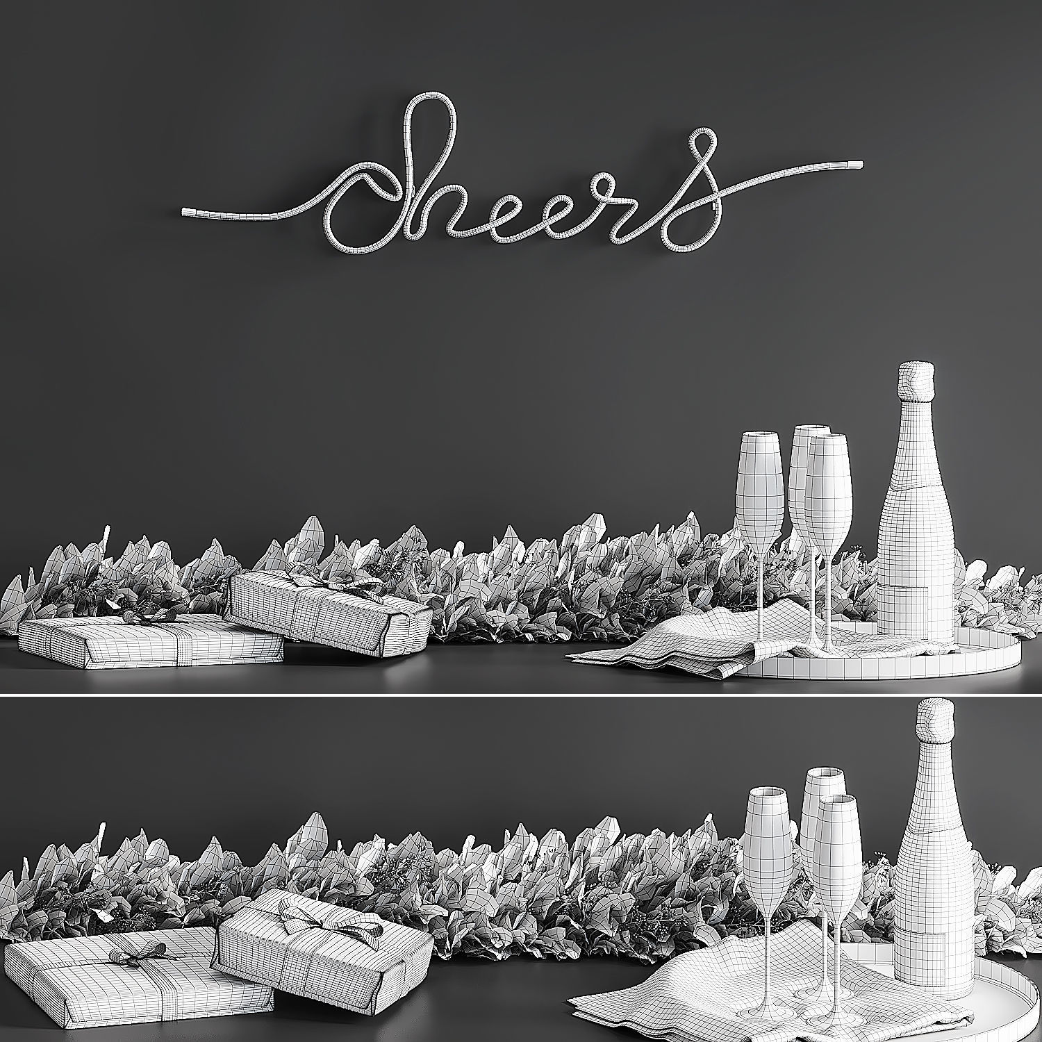 Pottery Barn Christmas decorative  set 3D model_7