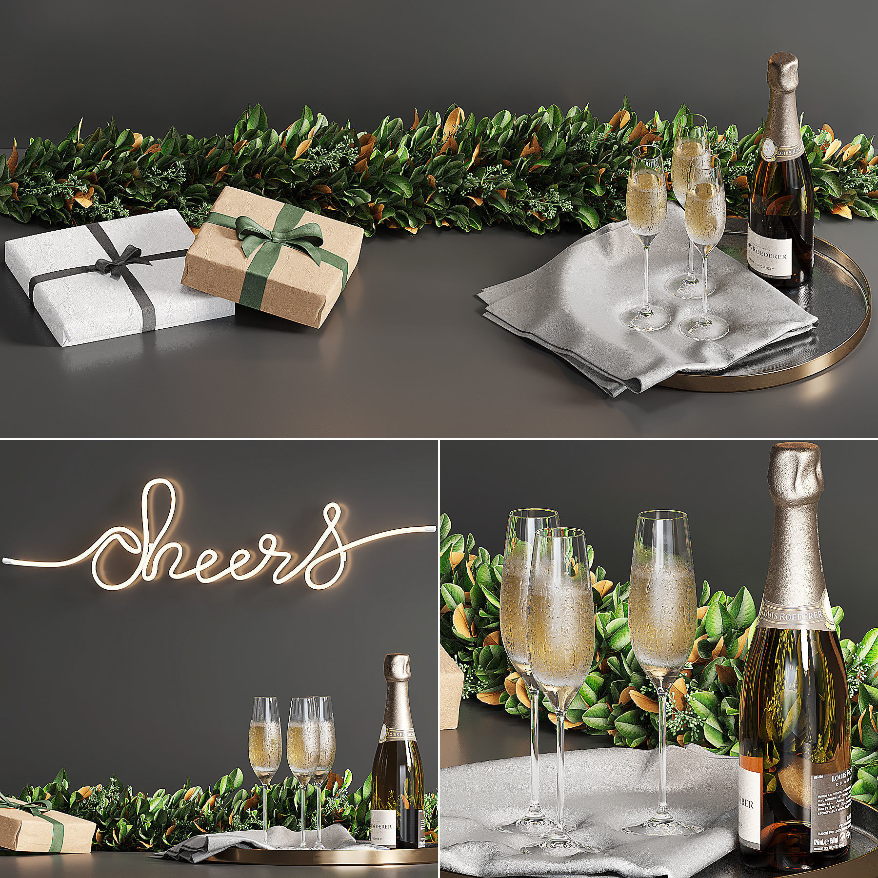Pottery Barn Christmas decorative  set 3D model_6