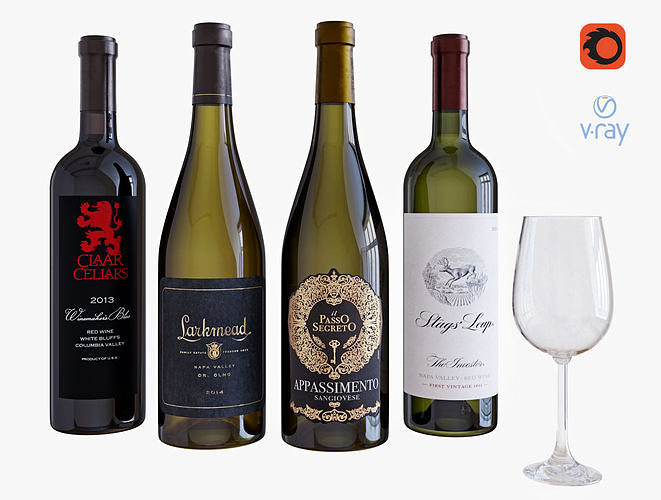 Wine bottle set 14 3D model