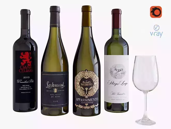 Wine bottle set 14 3D model
