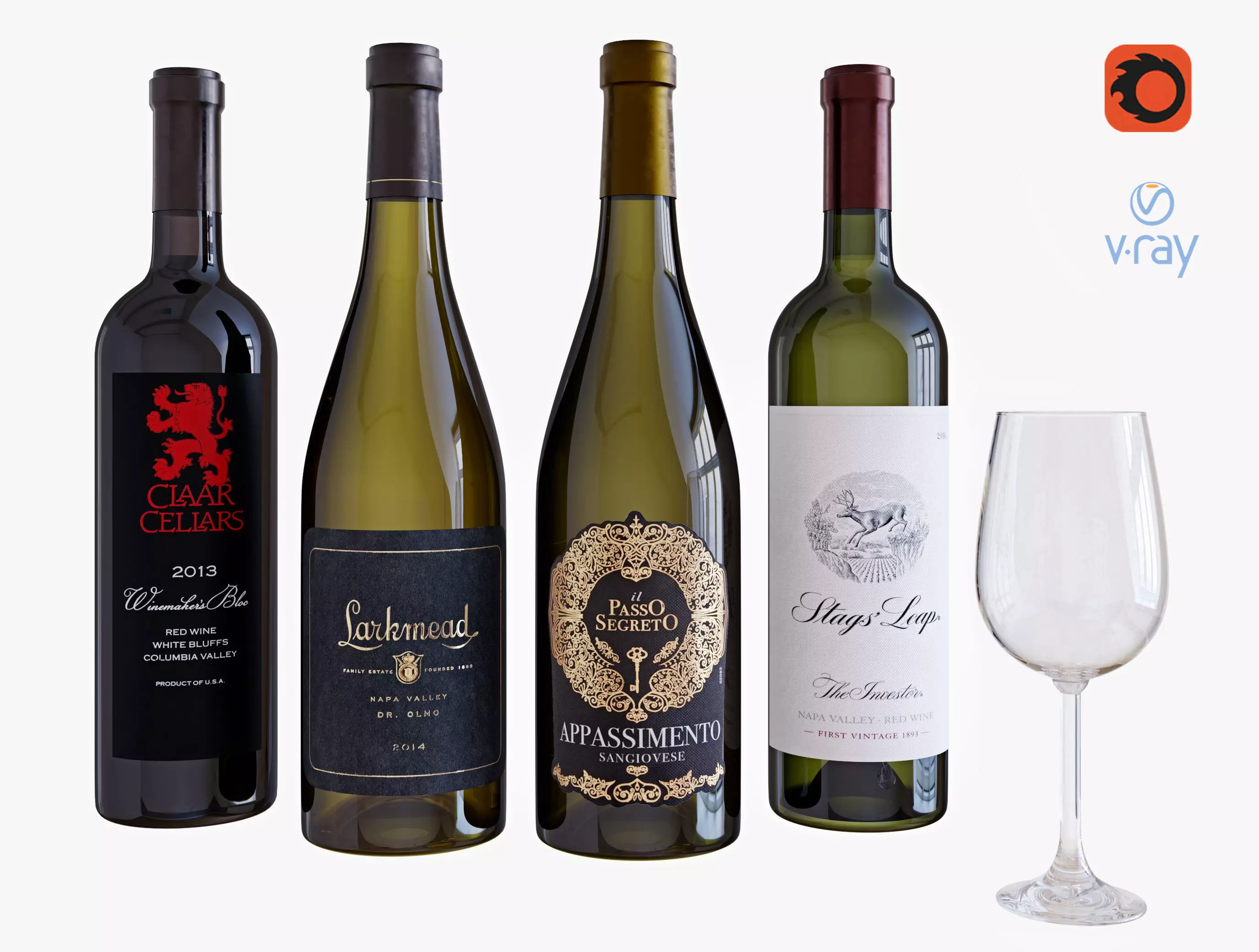 Wine bottle set 14 3D model_0