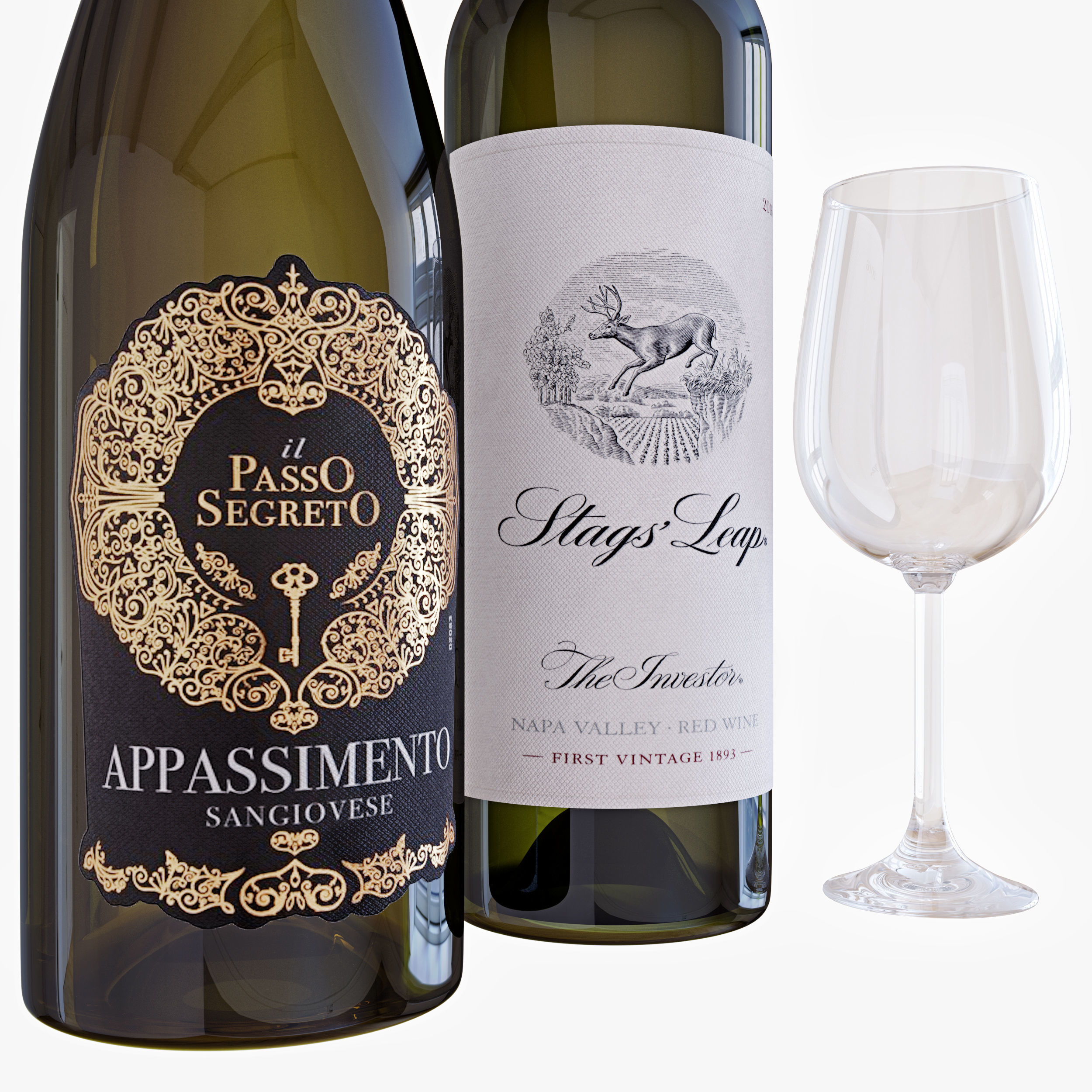 Wine bottle set 14 3D model_2