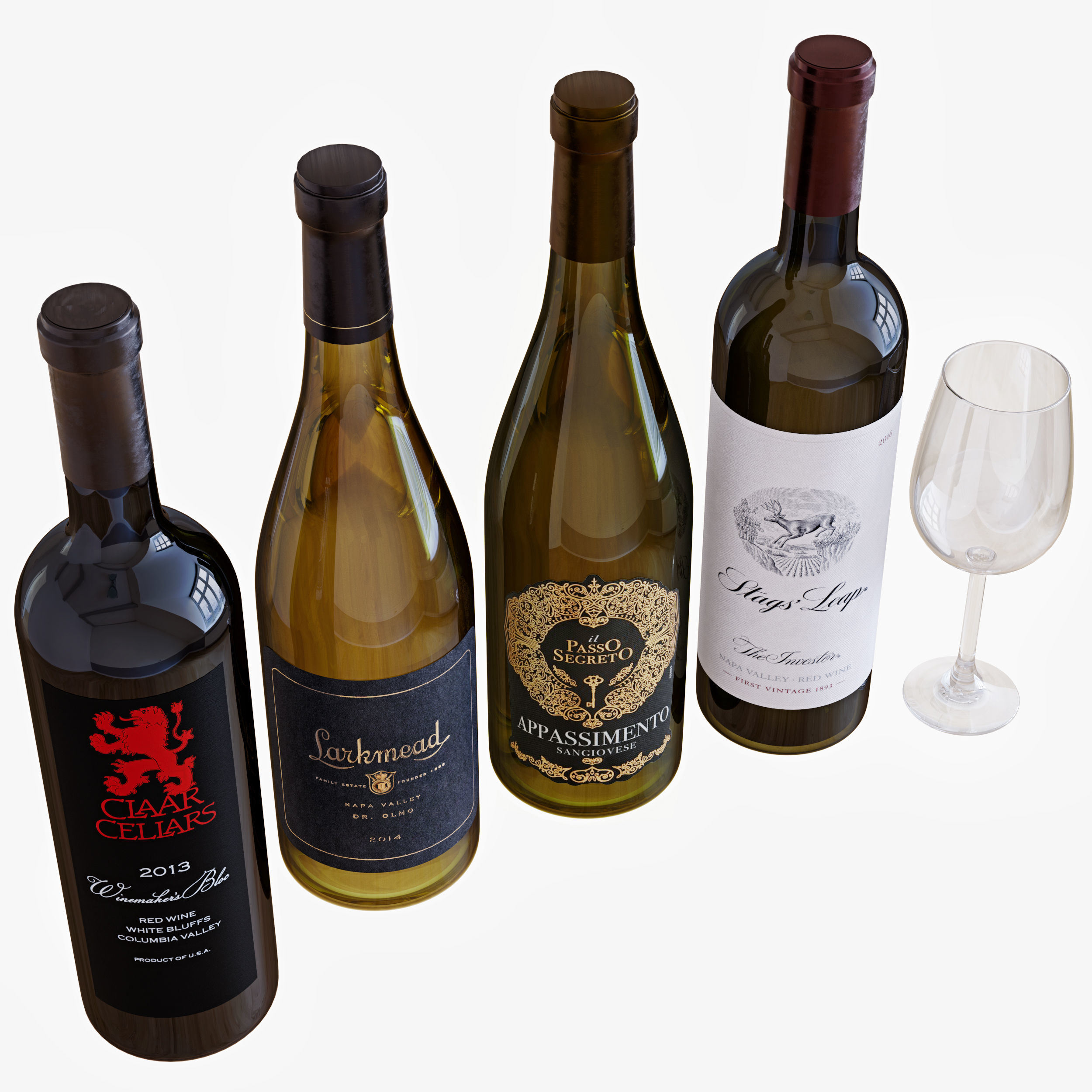 Wine bottle set 14 3D model_3