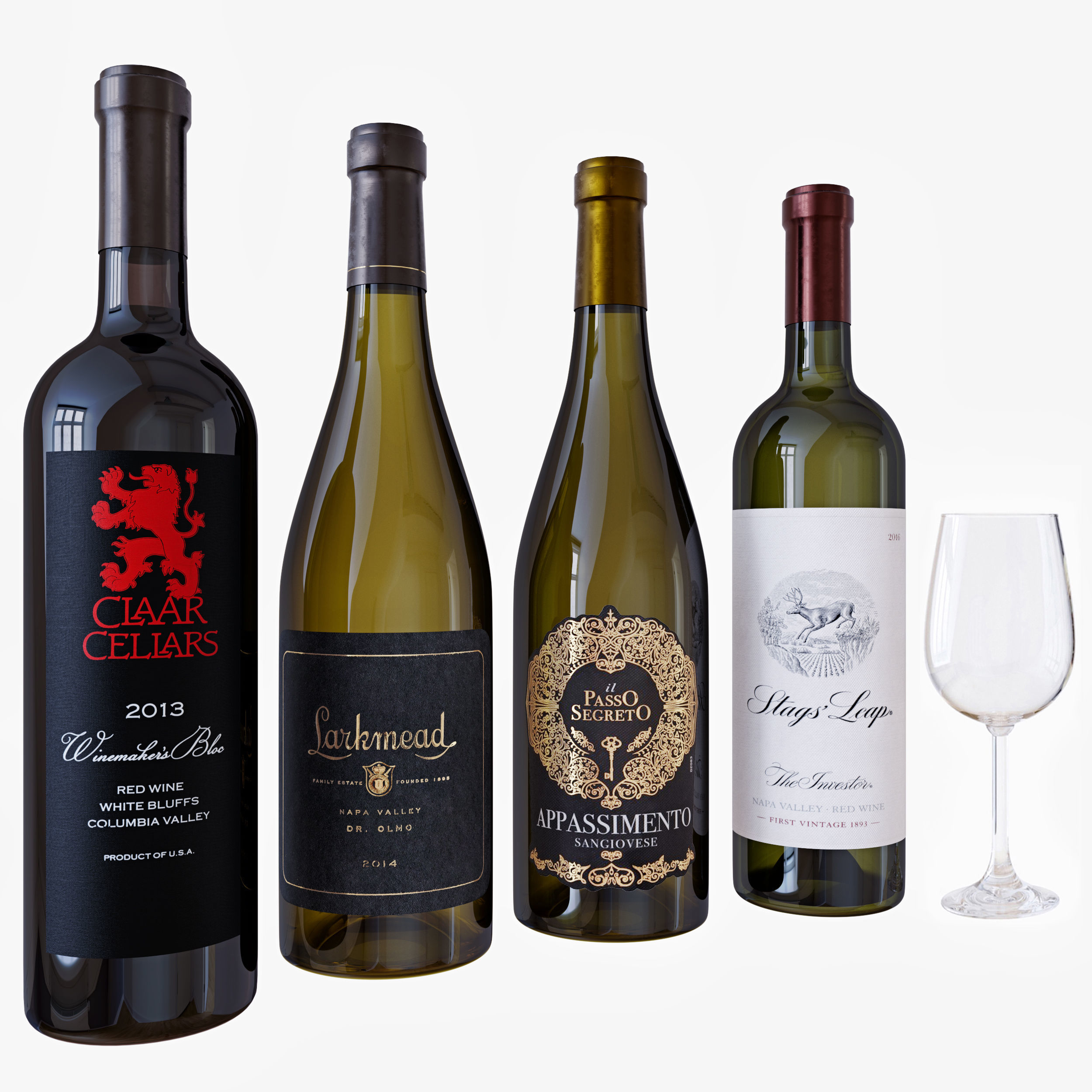 Wine bottle set 14 3D model_1