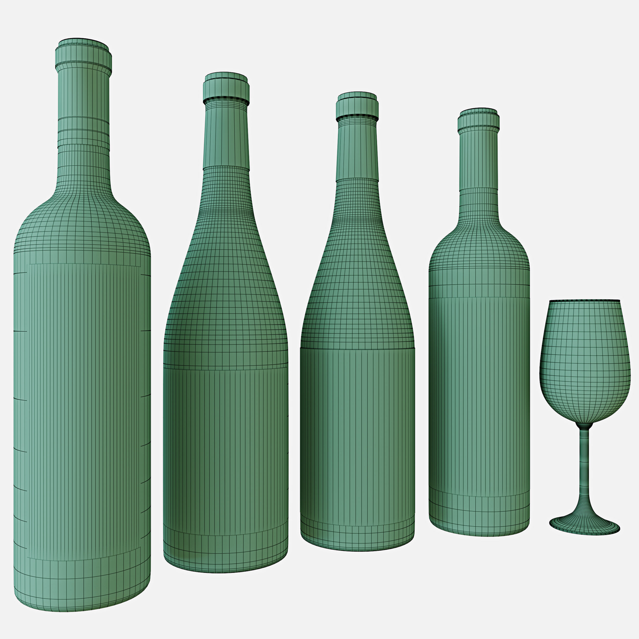 Wine bottle set 14 3D model_4