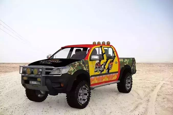 Toyota Hilux offroad cab pickup 4x4 Low-poly 3D model