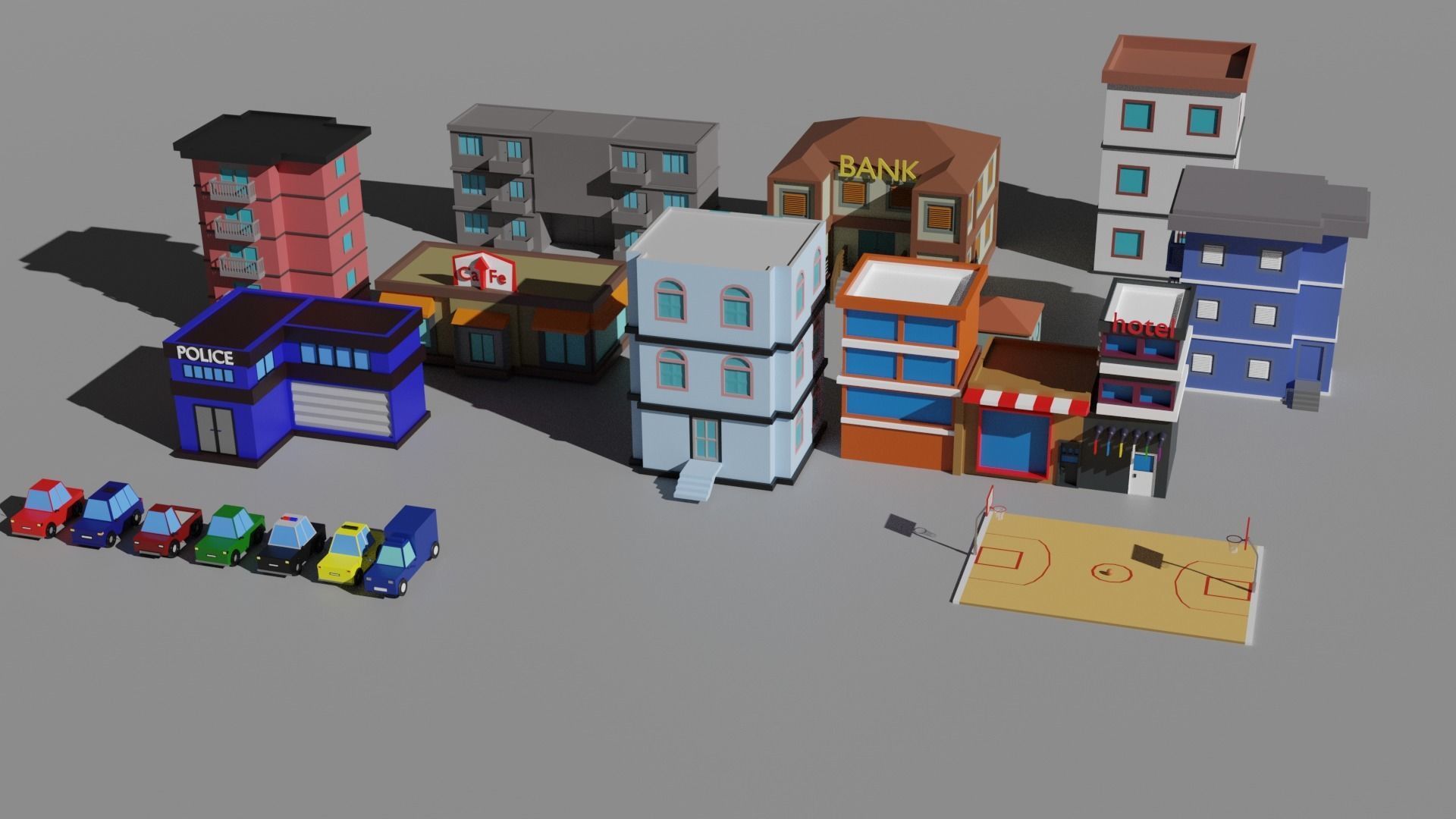 Low Poly City Pack Low-poly 3D model_4