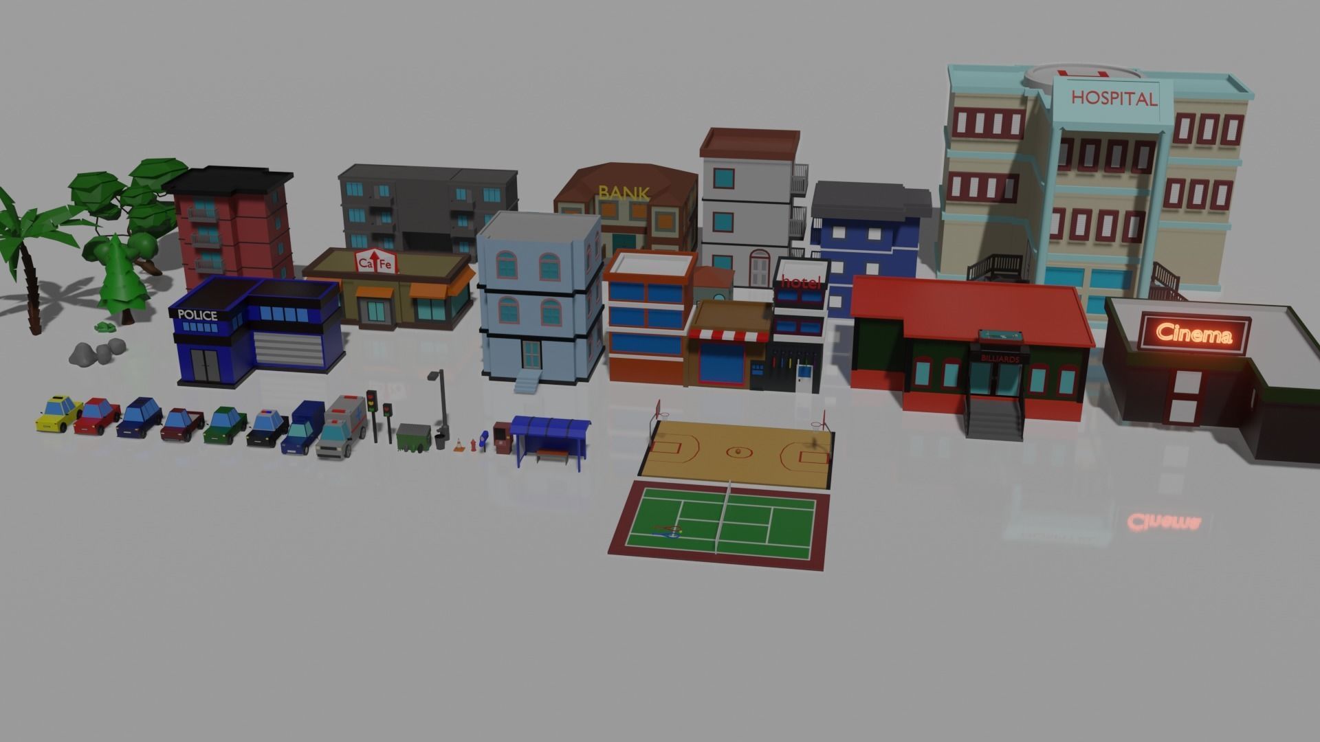 Low Poly City Pack Low-poly 3D model_77