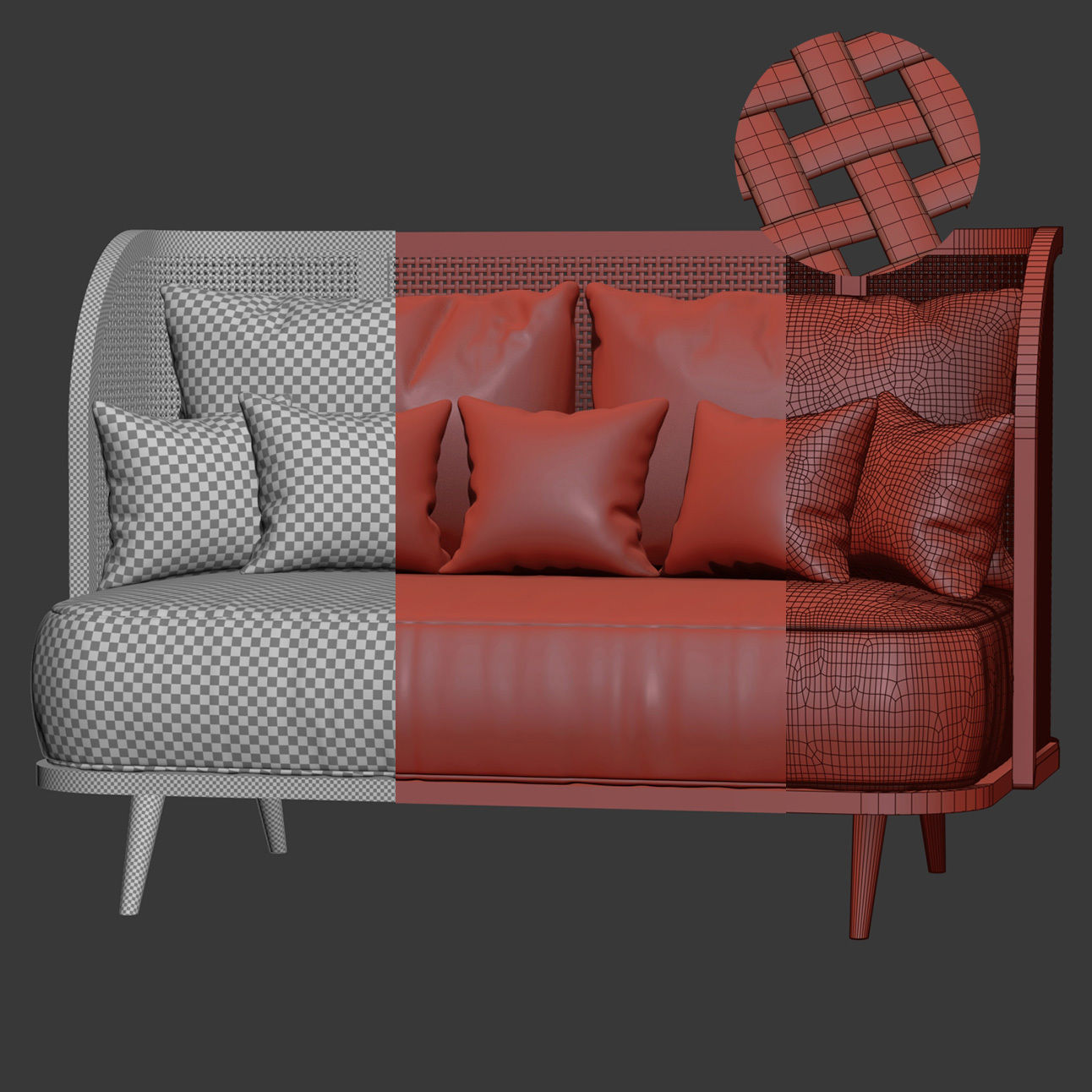 Two-seater garden sofa CV22 3D model_5
