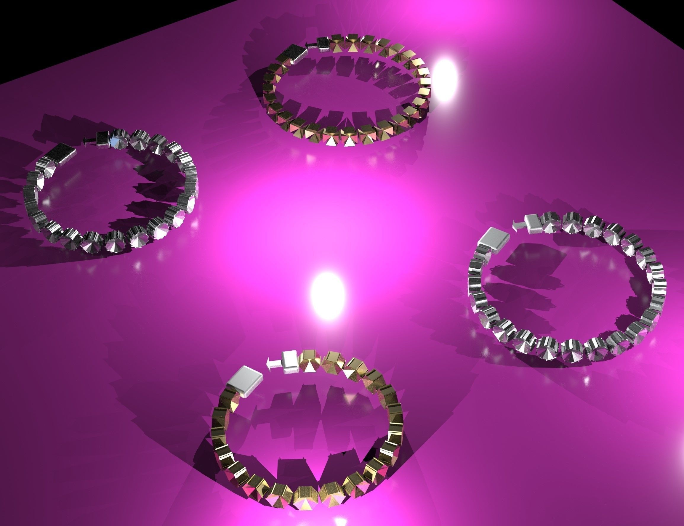 bracelet silver 3D model_4