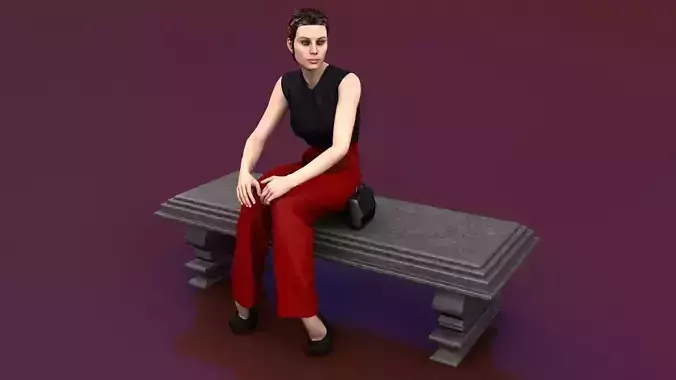Woman Sitting on Bench