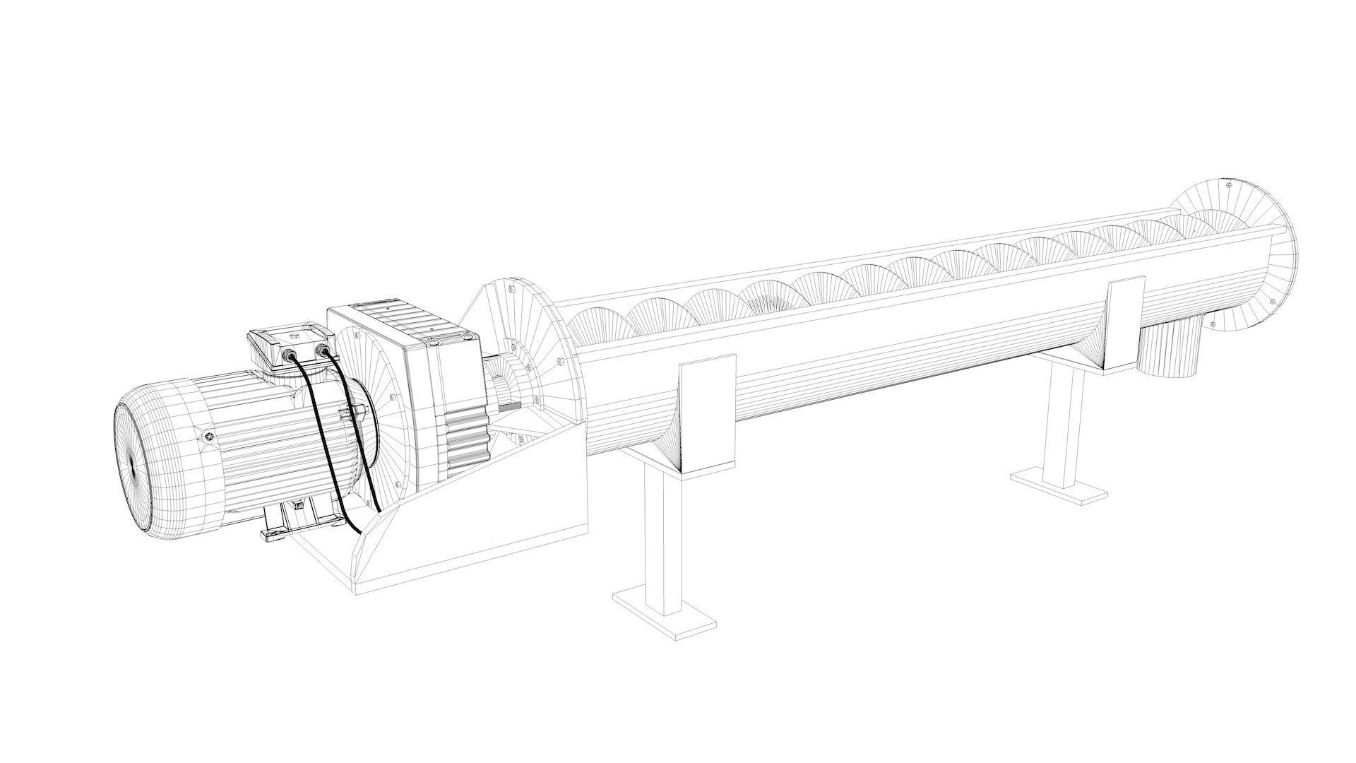 Screw Conveyor Adjustable and Rigged 3D model_28