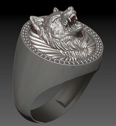 angry wolf ring 3D print model