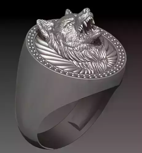 angry wolf ring