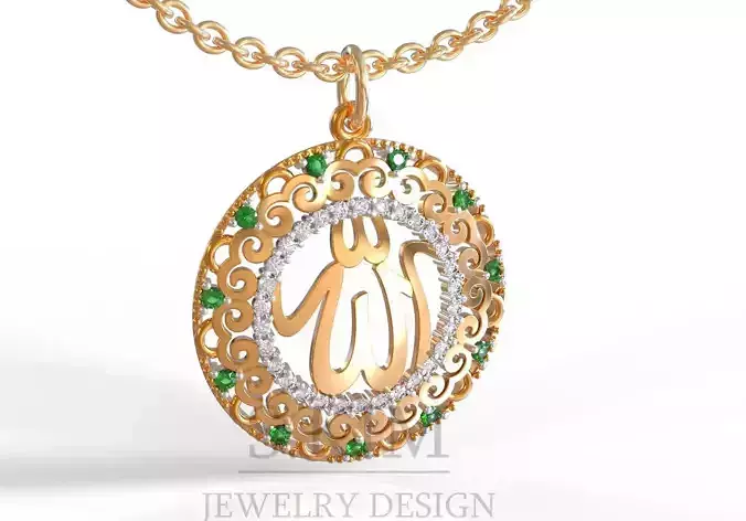 Muslim round pendant 3D print model