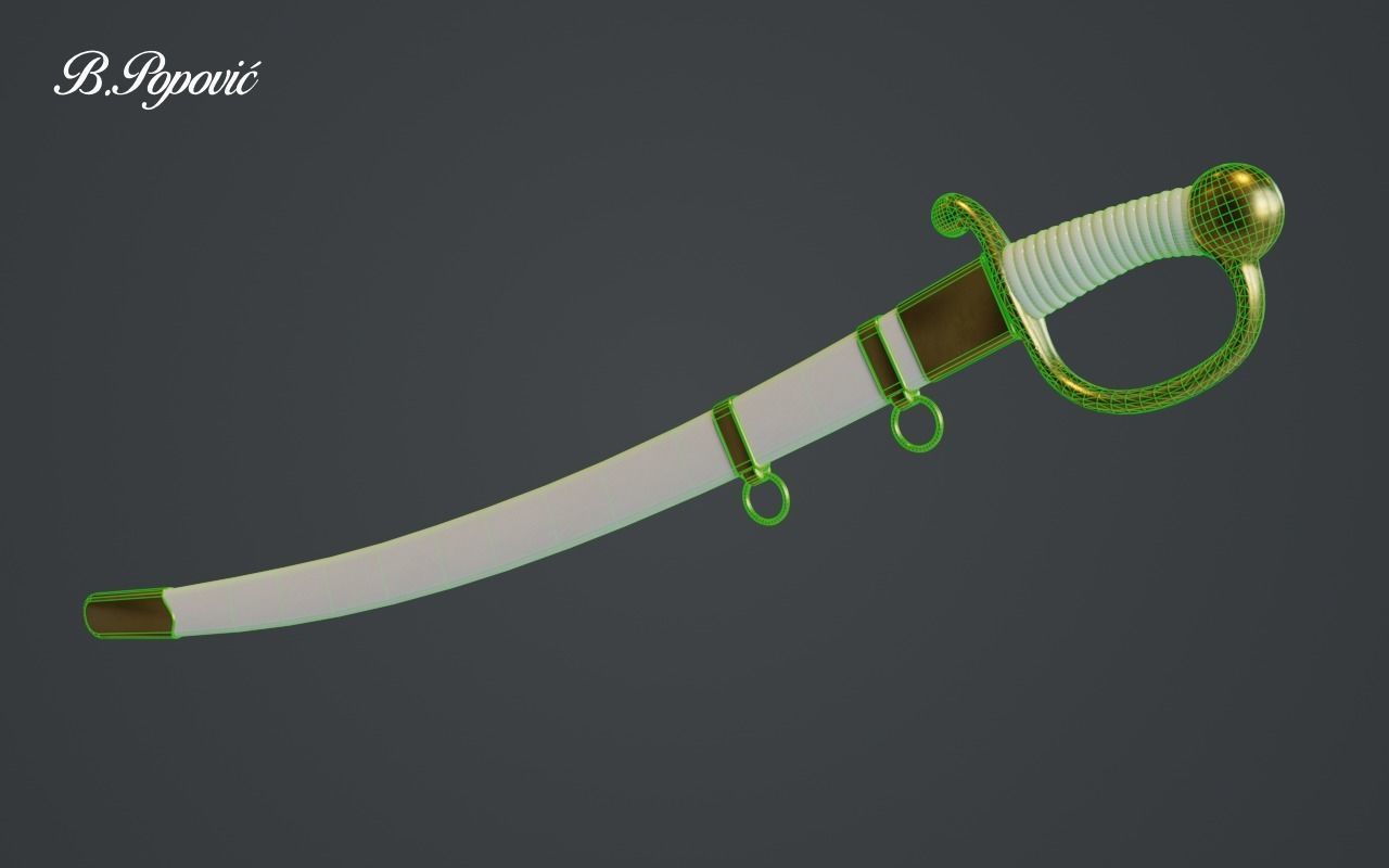 Sabre gold sword 3D model_1