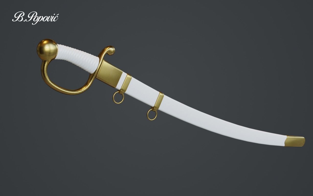 Sabre gold sword 3D model_2