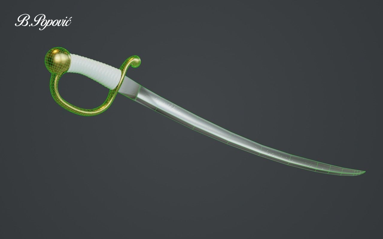 Sabre gold sword 3D model_5