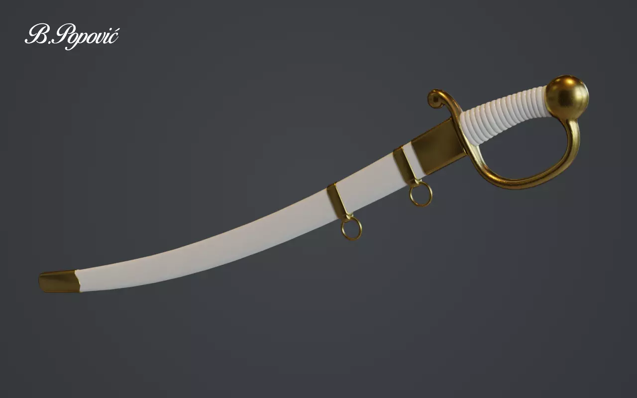 Sabre gold sword 3D model_0