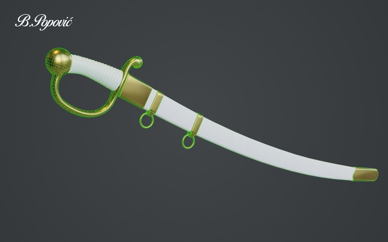 Sabre gold sword 3D model_3