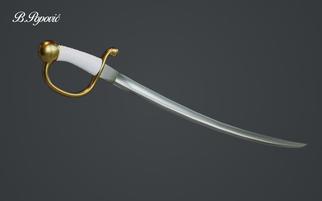 Sabre gold sword 3D model_4