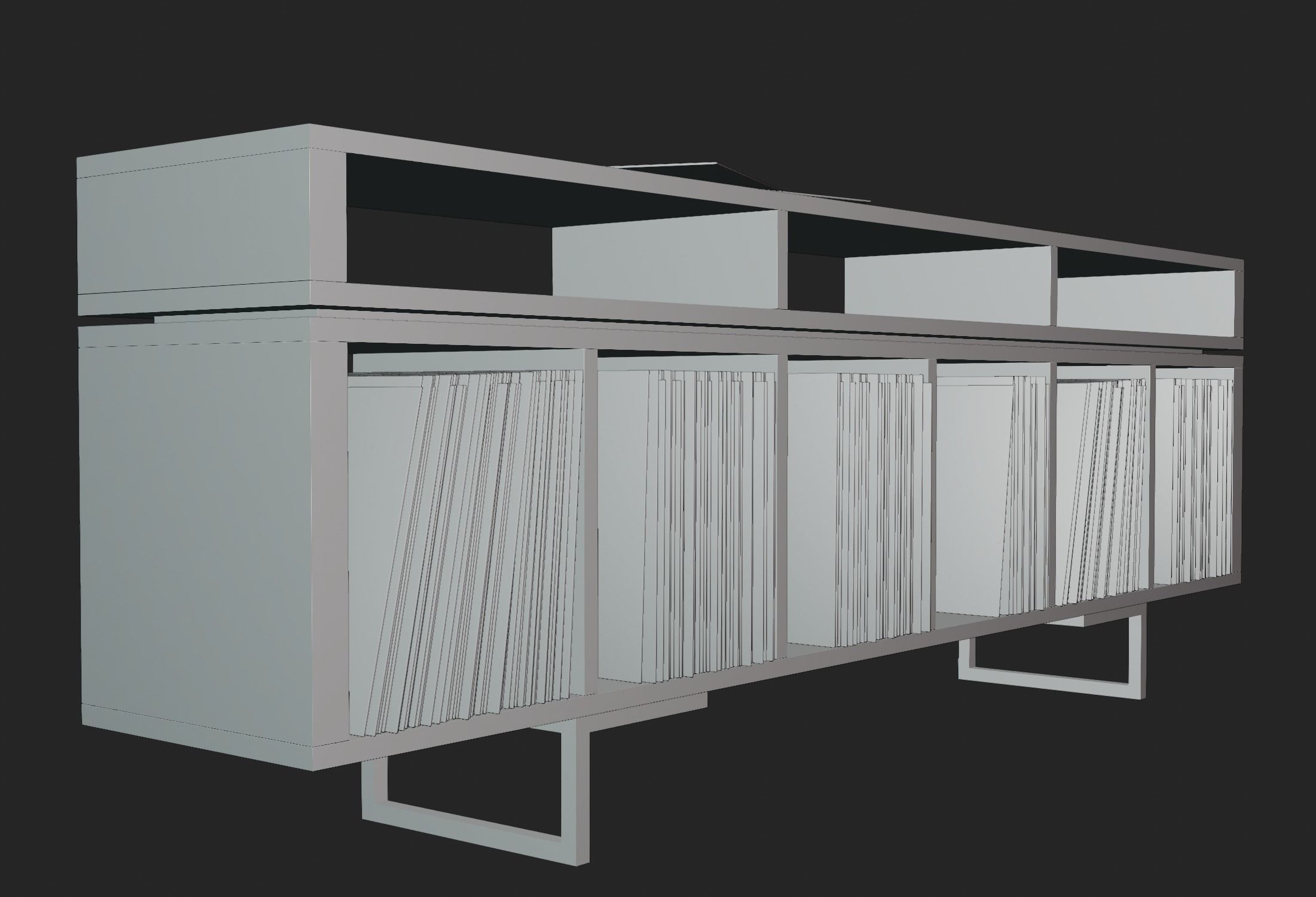 Vinyl LP Storage with Record Player Stand PBR 3D model_12