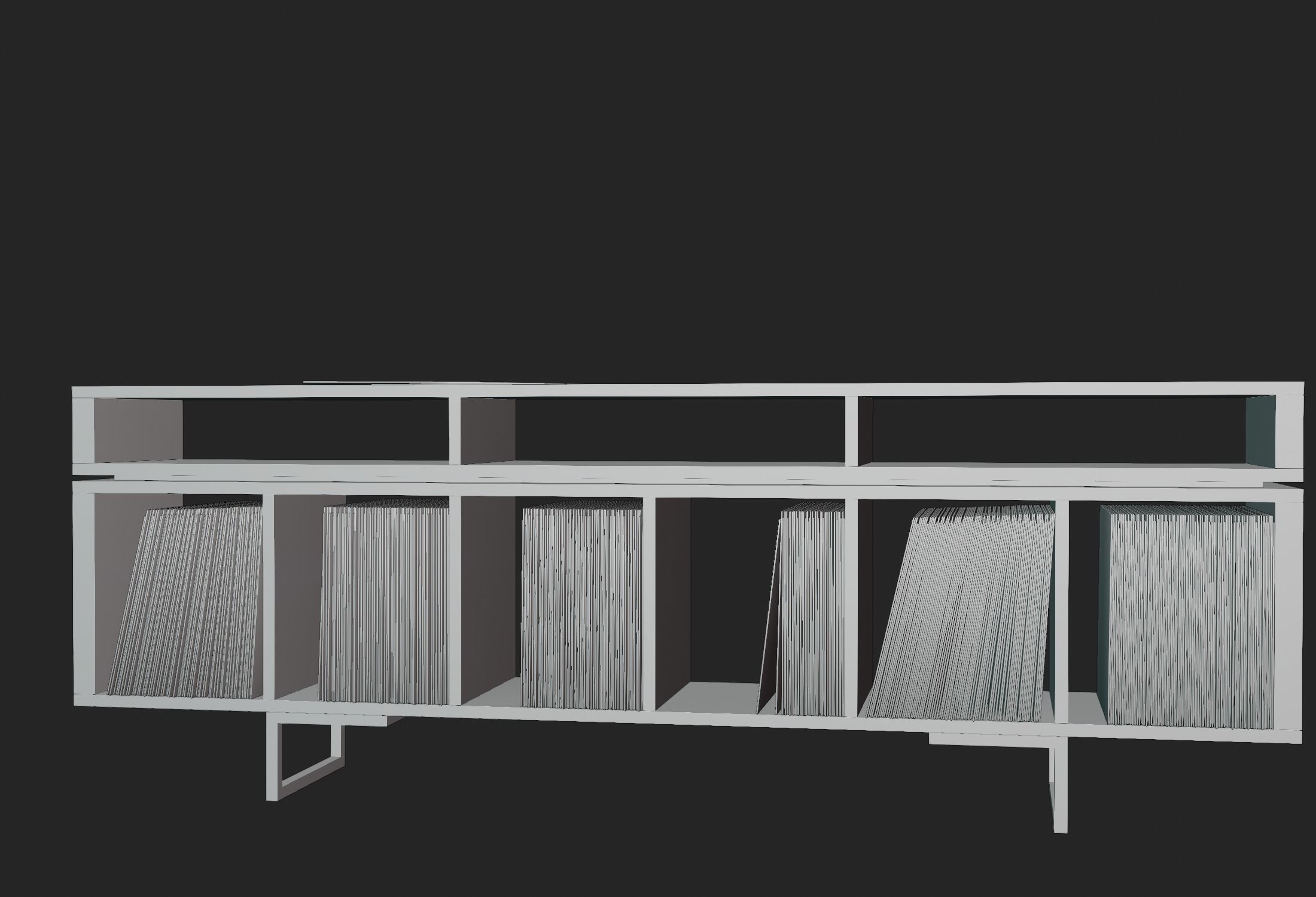 Vinyl LP Storage with Record Player Stand PBR 3D model_11