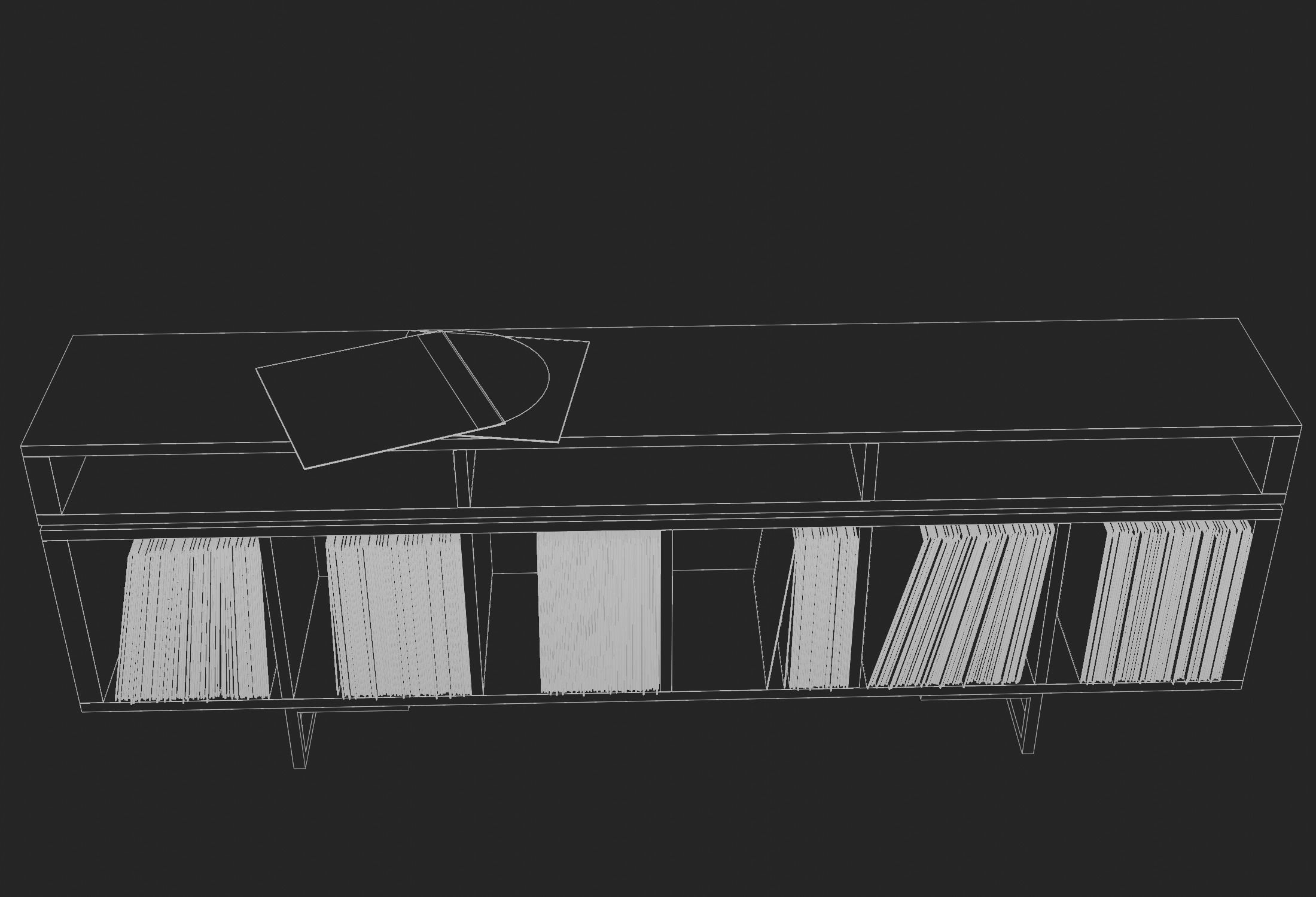 Vinyl LP Storage with Record Player Stand PBR 3D model_16