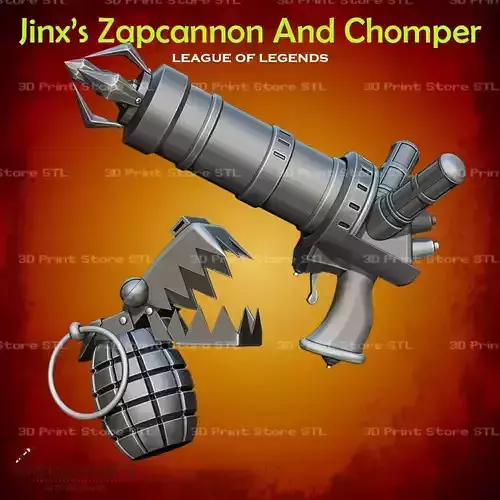 Jinx Zapcannon and Chomper Cosplay League of Legends - STL File 3D print model