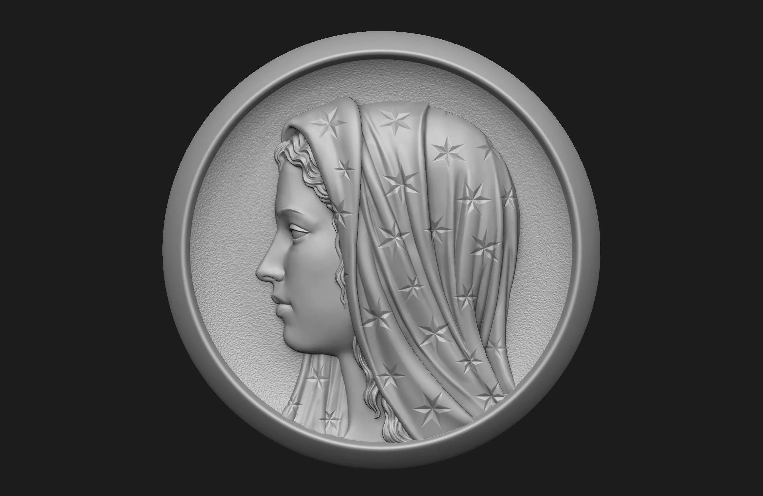 Madonna Medallion 3D print model_0