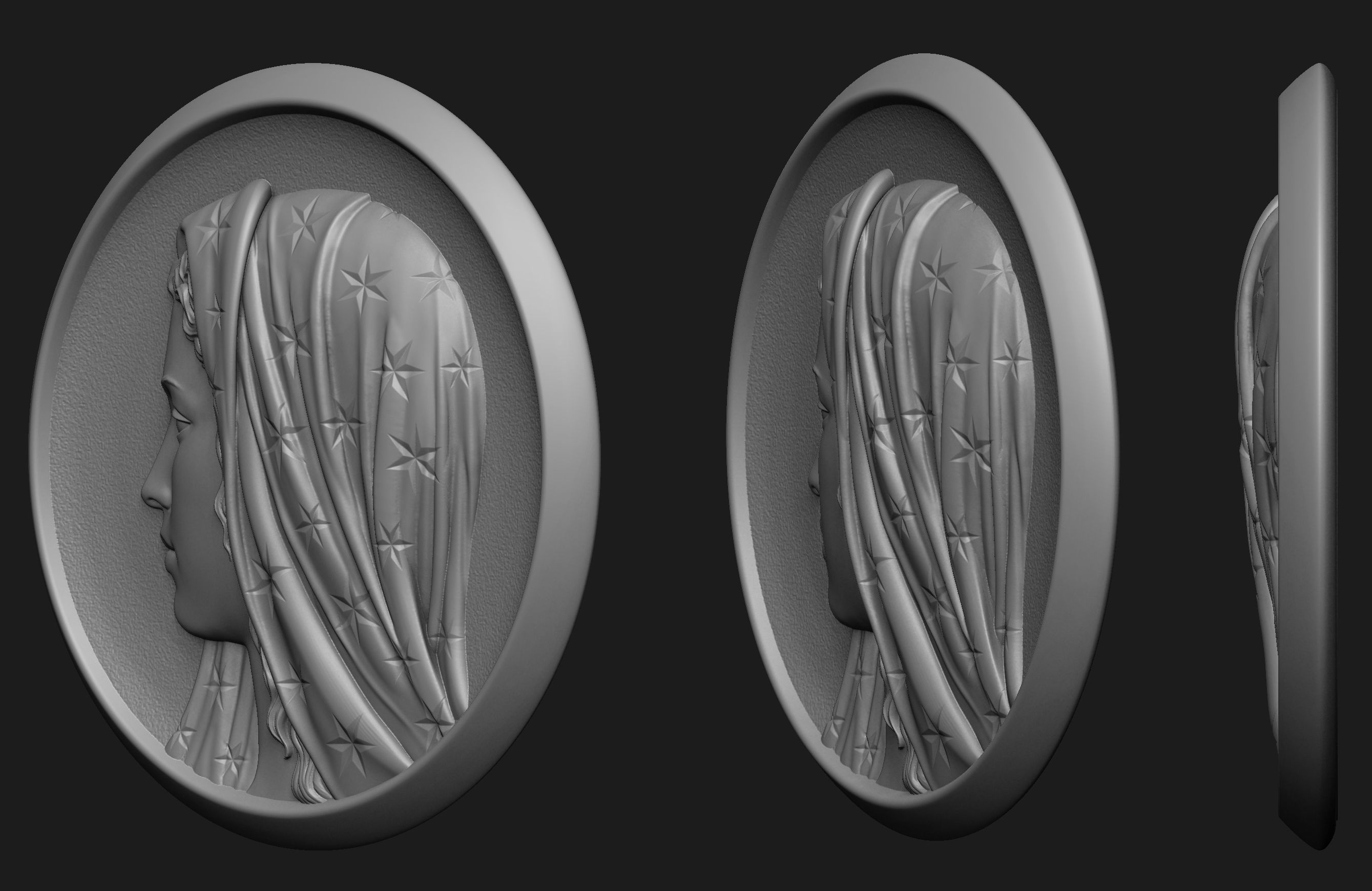 Madonna Medallion 3D print model_2