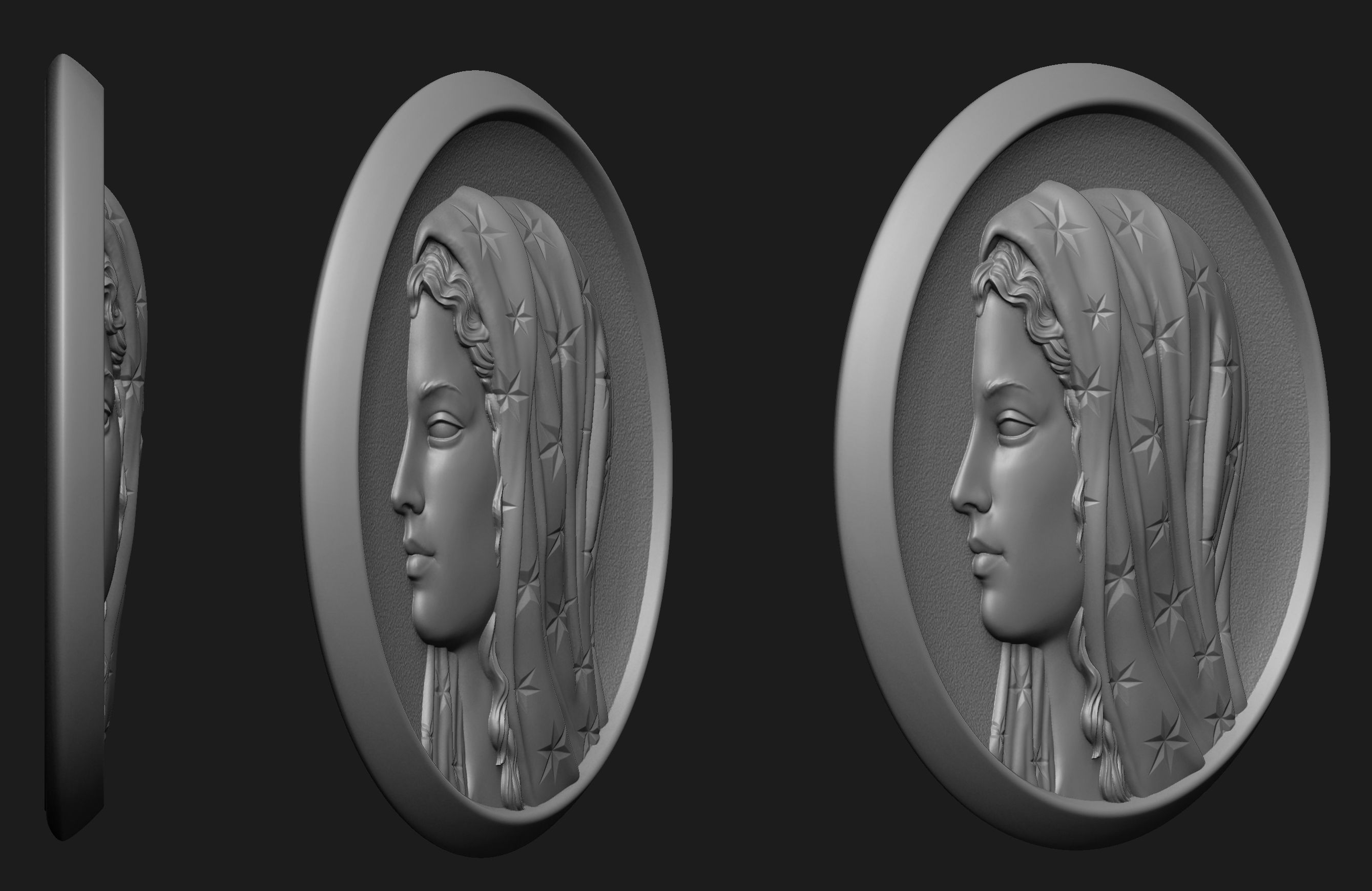 Madonna Medallion 3D print model_1